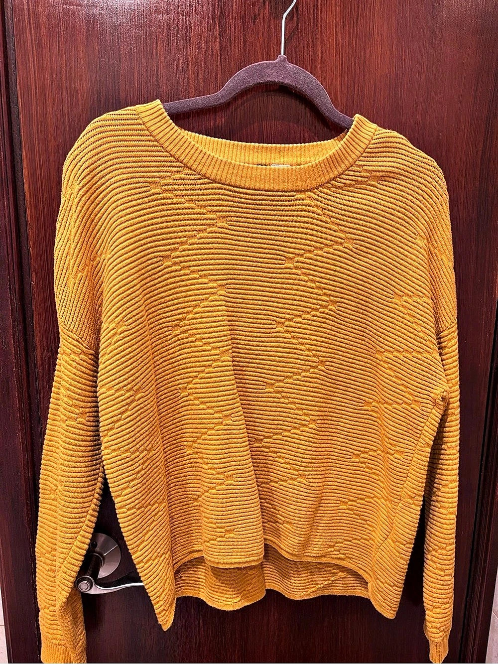 H&M Divided Textured-Knit Sweater Orange Medium